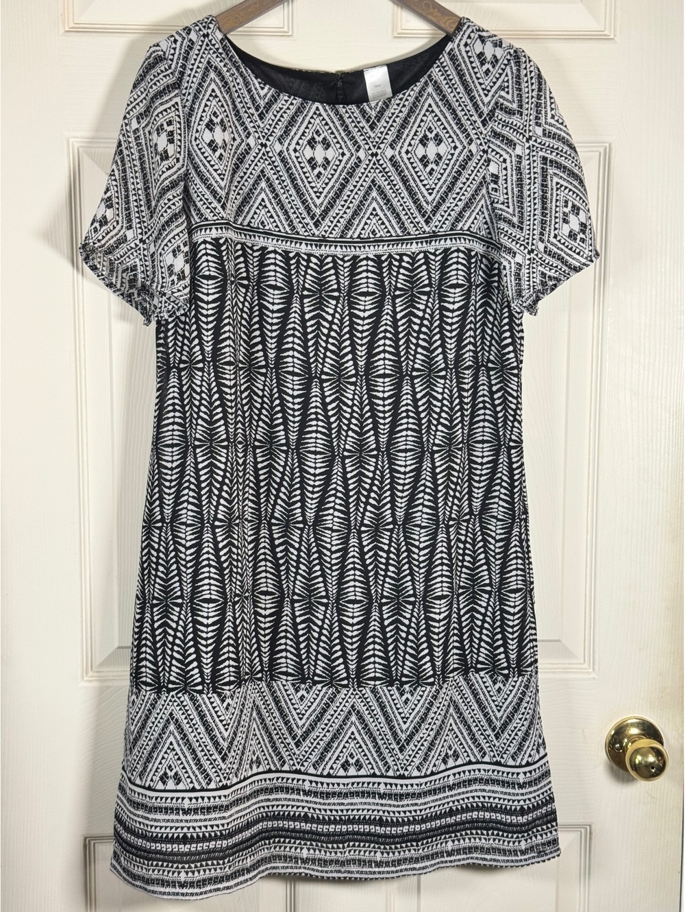 Willi Smith black white geometric short sleeve dress